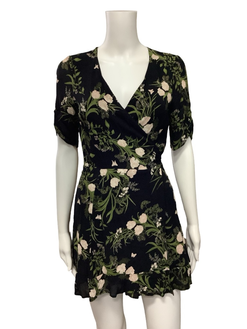 Reformation Mini Length Wrap Dress Size: L
